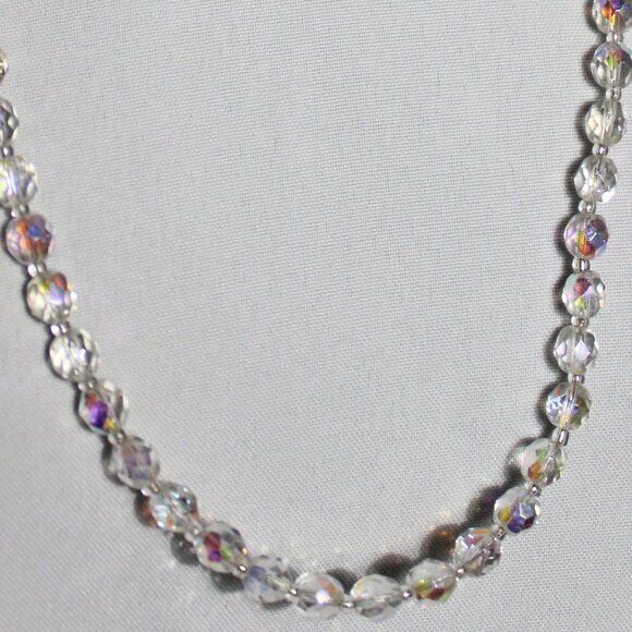 1950's Aurora Borealis Crystal Necklace 30 Inch Vintage - Picture 8 of 13